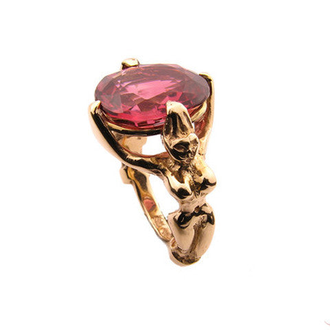 Goddess Ring with Pink Tourmaline in 9ct Ina Gold