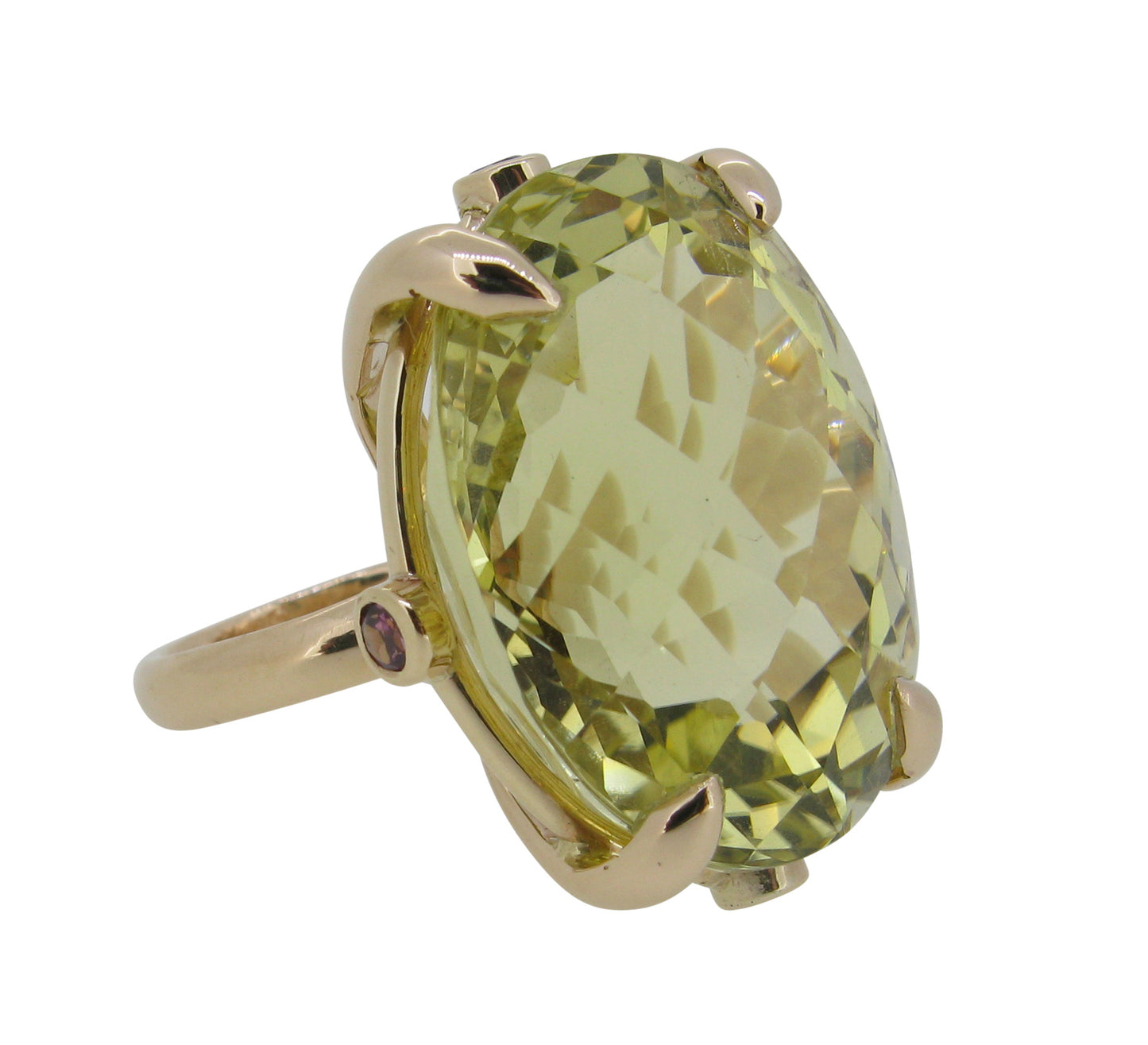Large Rock Ring with Lemon Quartz and Rhodolite Garnets in 9ct Ina Gold