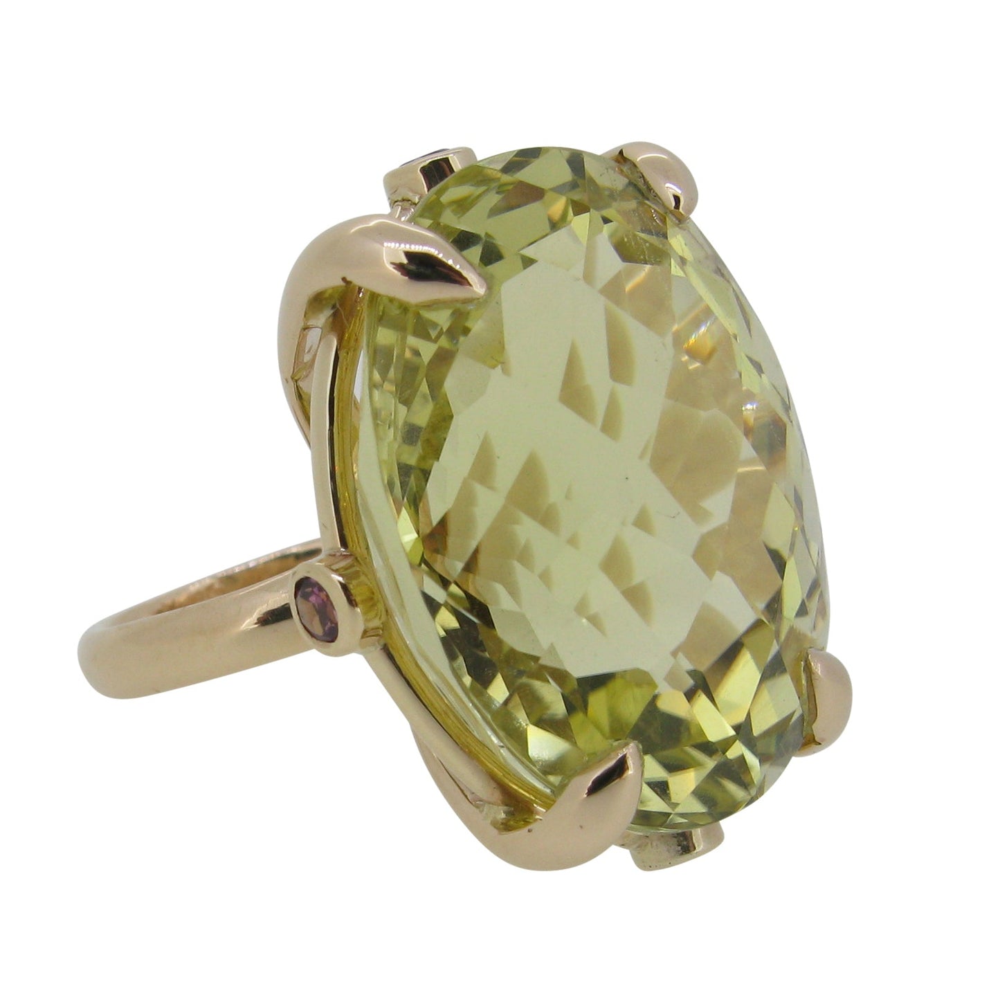 Large Rock Ring with Lemon Quartz and Rhodolite Garnets in 9ct Ina Gold