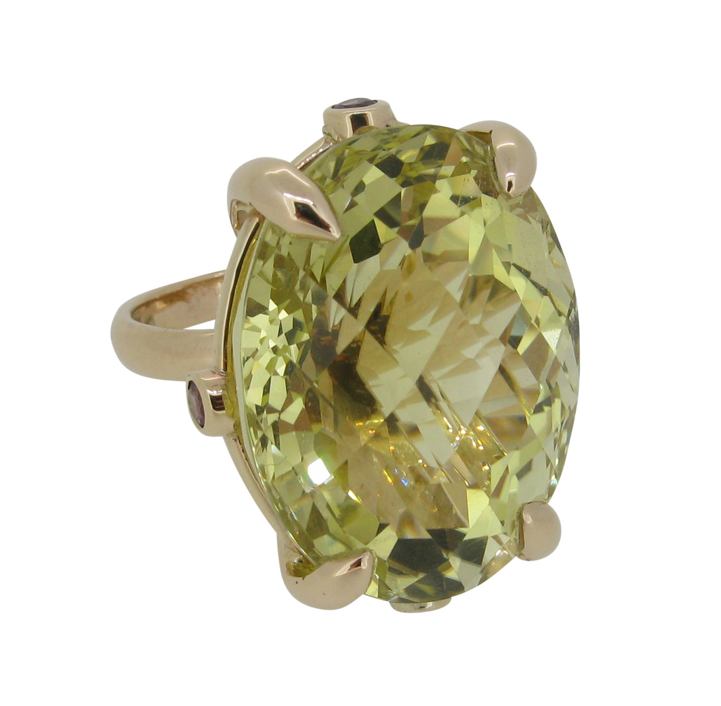Large Rock Ring with Lemon Quartz and Rhodolite Garnets in 9ct Ina Gold