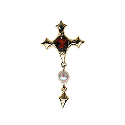 Baroque Pendant with Garnet and Akoya Pearl in 9ct Ina Gold