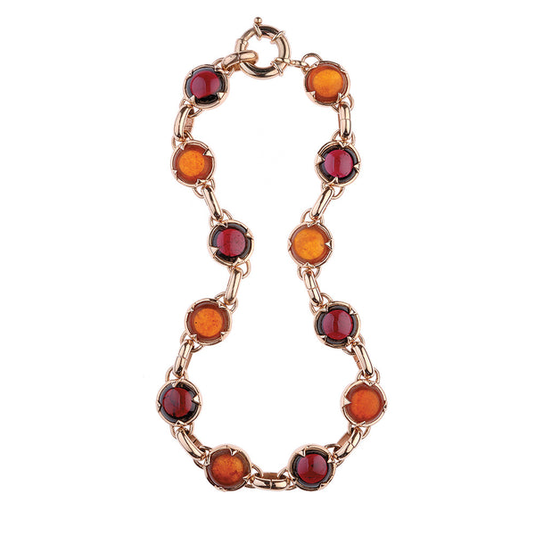 Claw Choker with Amber and Garnet in 9ct Ina Gold