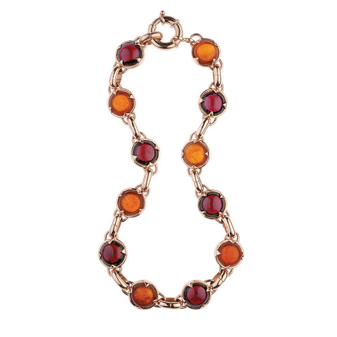Claw Choker with Amber and Garnet in 9ct Ina Gold