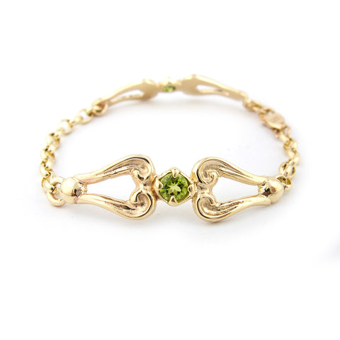 Curleque Bracelet with Peridot in 9ct Gold