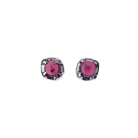 Luscious Studs Earrings with Garnet in 9ct White Gold