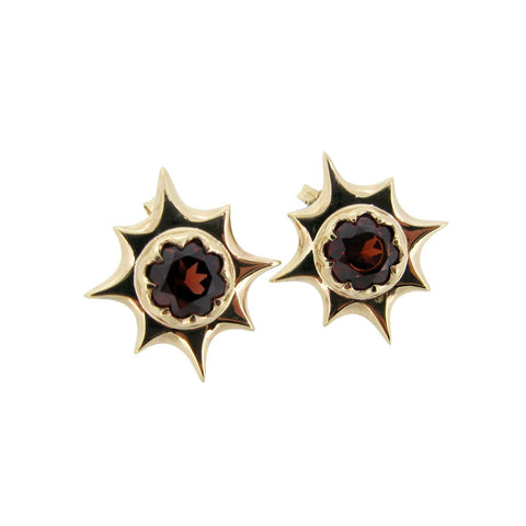 Miranda Stud Earring Pair with Garnets in 9ct Ina Gold