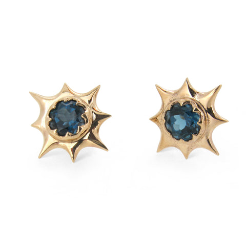 Miranda Stud Earrings with London Blue Topaz in 9ct Ina Gold