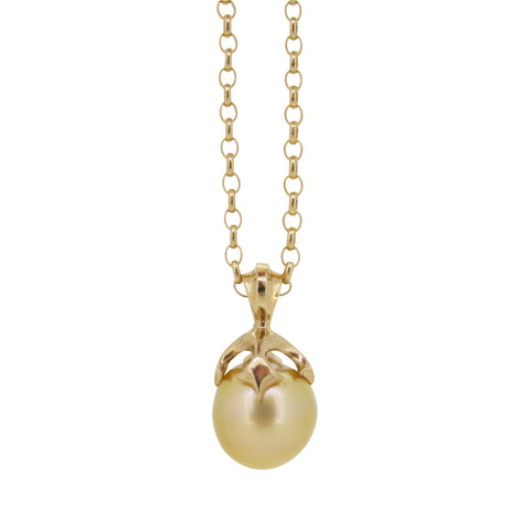 Large Majesty Pendant with Gold South Sea Pearl in 9ct Gold