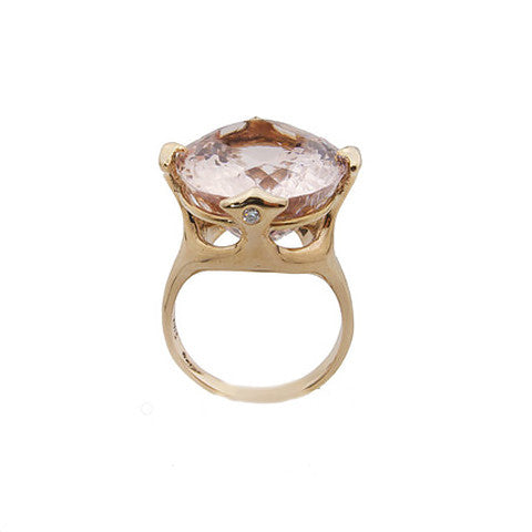 Large Majesty Ring with Morganite and Diamonds in 9ct Ina Gold