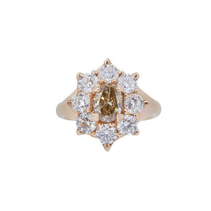 Marilyn Ring with Cognac and White Diamonds in 18ct Rose Gold