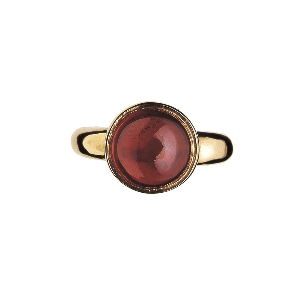 Plain Ring with Garnet in 9ct Ina Gold