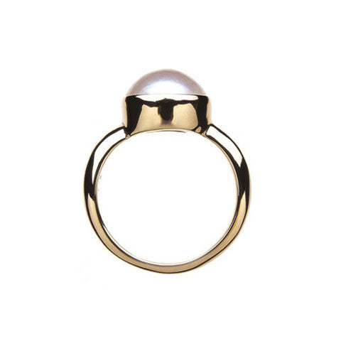 Plain Ring with Mabe Pearl in 9ct Ina Gold