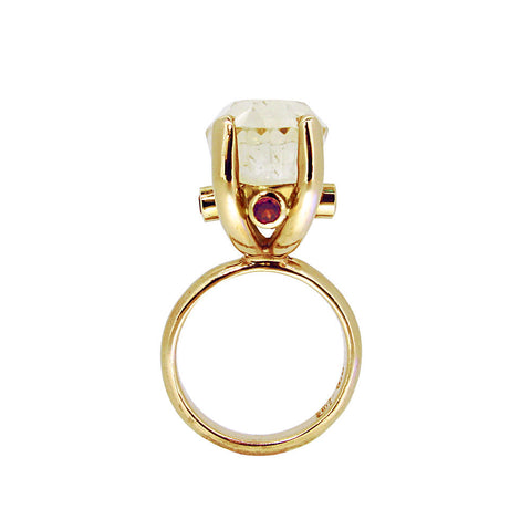 The Rock Ring with Citrine and Rubies in 9ct Ina Gold