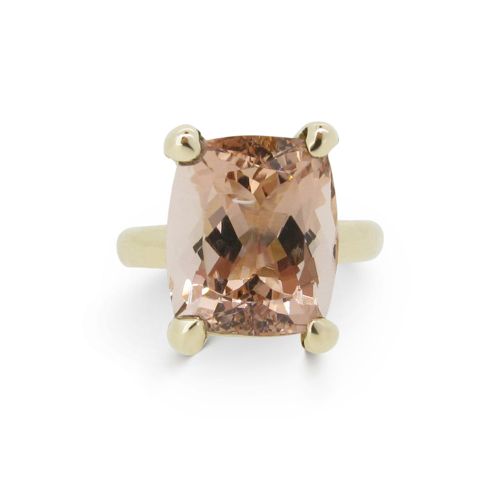 The Rock Ring with cushion-cut Morganite in 9ct Ina Gold