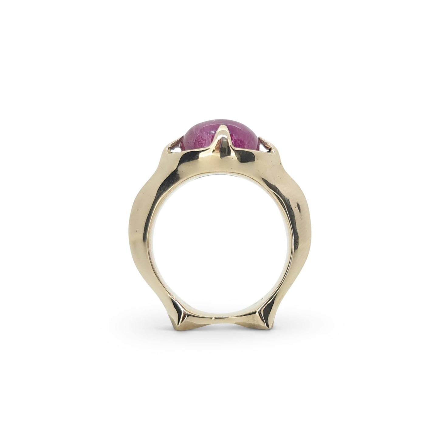 Skeletal Ring with Pink Tourmaline on 9ct Ina Gold