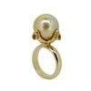 Queen Ring with Gold South Sea Pearl and Golden Sapphires