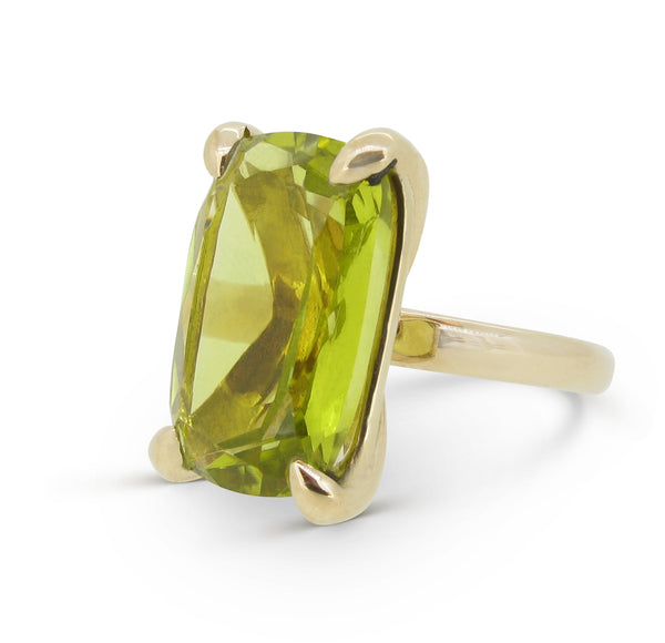 The Rock Ring with a Cushion-Cut Lemon Quartz in 9ct Ina Gold