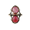 Double Skeletal Ring with Pink Tourmaline in 9ct Ina Gold