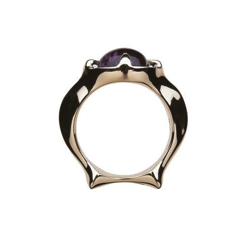 Skeletal Ring with Amethyst in 9ct Ina Gold