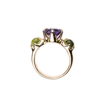 Edwardian Ring with Amethyst and Peridot in 9ct Ina Gold