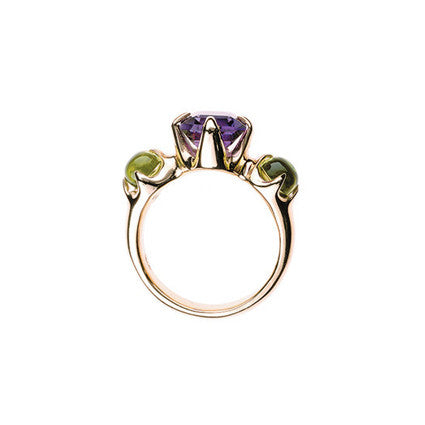 Edwardian Ring with Amethyst and Peridot in 9ct Ina Gold