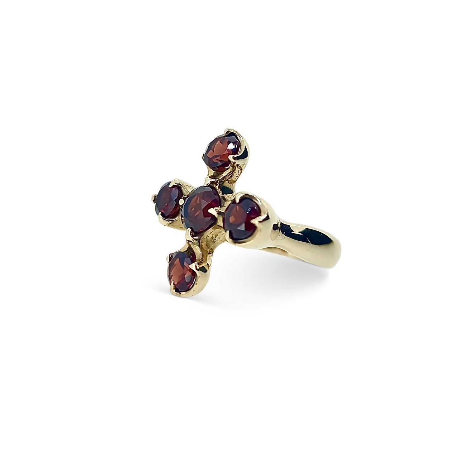 Gemstone Cross in with Facetted Garnets in 9ct Ina Gold