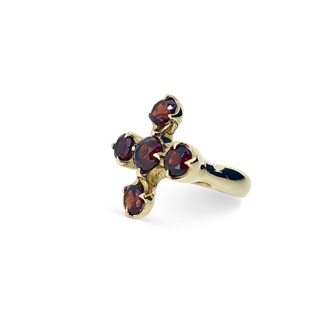 Gemstone Cross in with Facetted Garnets in 9ct Ina Gold