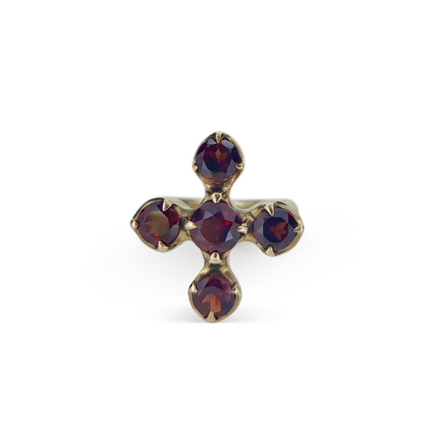 Gemstone Cross in with Facetted Garnets in 9ct Ina Gold